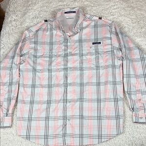 Columbia PFG Super Tamiami Long-Sleeve Shirt, Pink/Gray, size XL